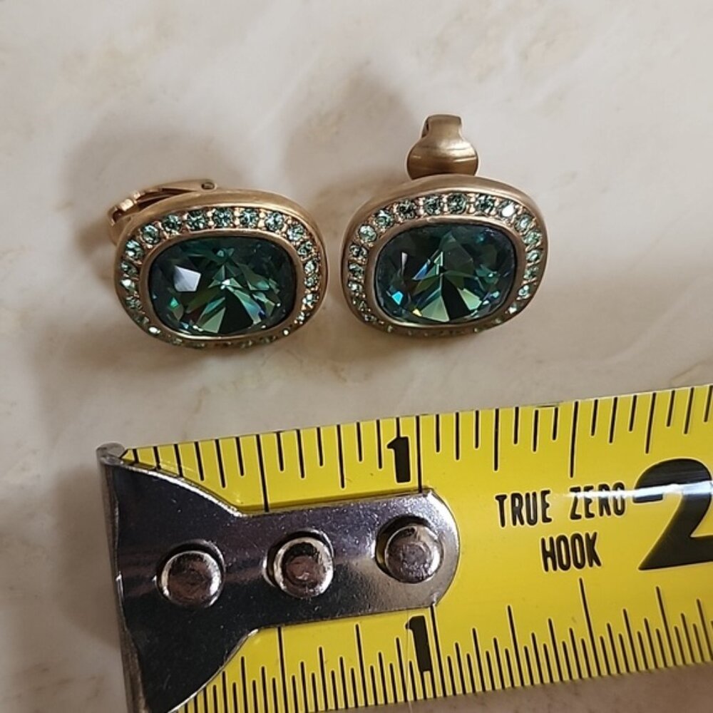 Givenchy Vintage Clip On Green Earrings